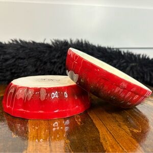 Parisian Patisserie Red Ceramic Bowls Set of 2 4.5" Wide Like New